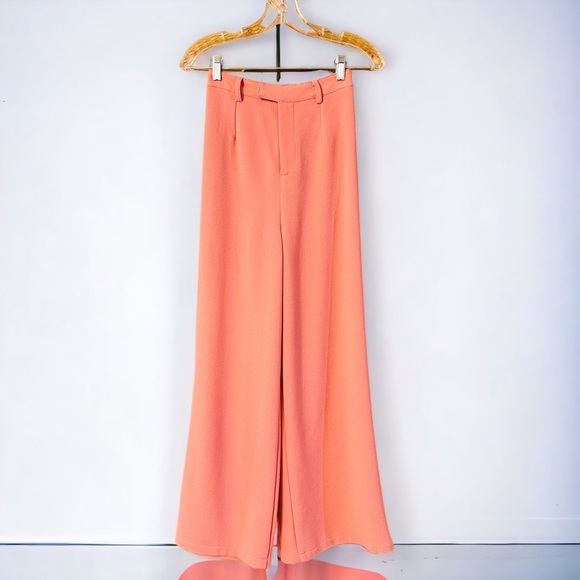 Missguided Salmon Pink High Waisted Wide Leg Pants | Size 0 | NWOT | - Picture 3 of 11